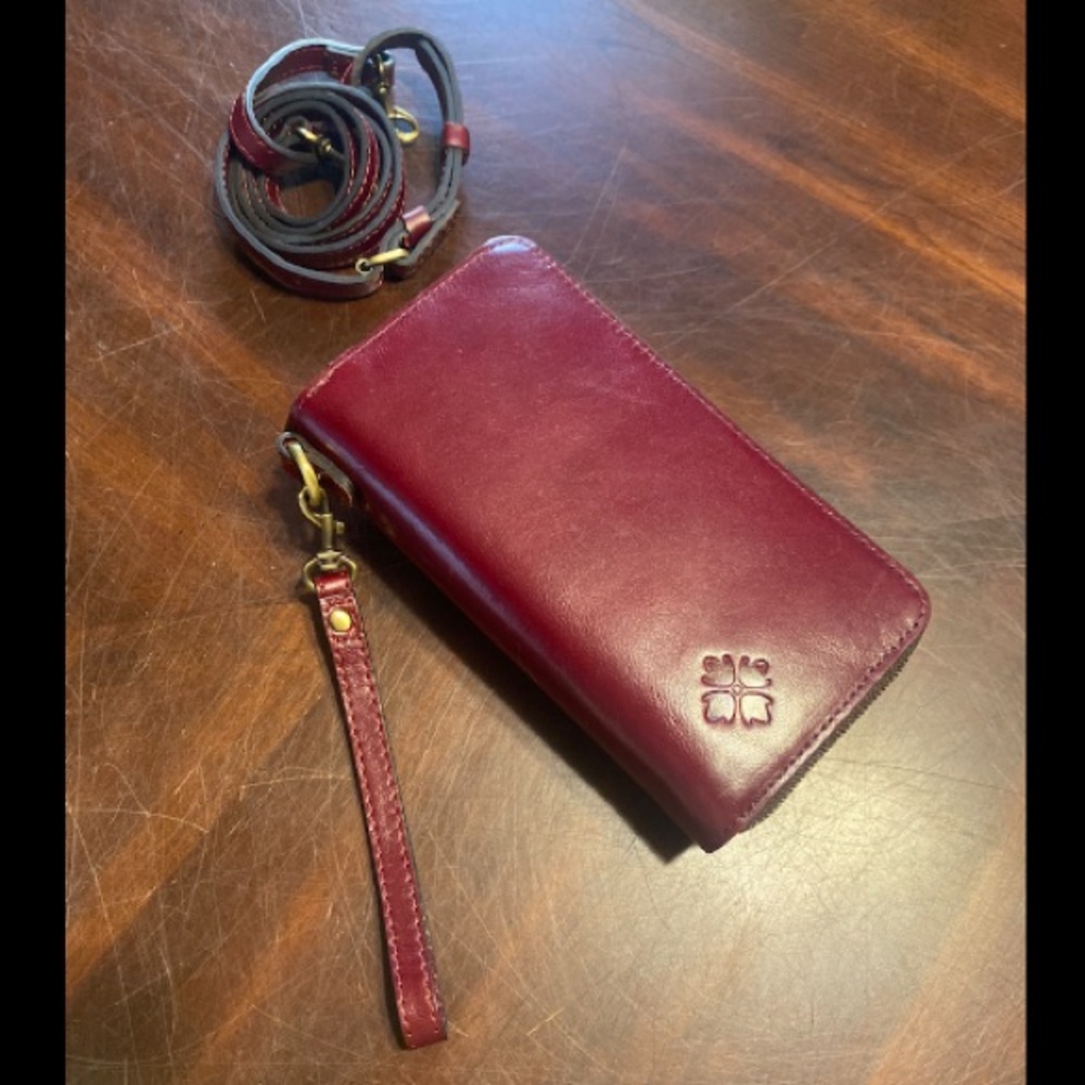 Patricia Nash Burgundy Leather Crossbody Wallet